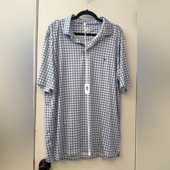 TailorByrd Men’s XXL Blue Check Polo Shirt Stretch Golf Casual Lightweight - Picture 7 of 11